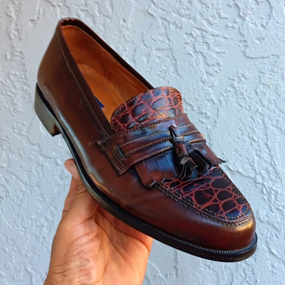 Bostonian Florentine Mens 9.5M Leather Burgundy Textured Loafer Italy 24452 main image 11